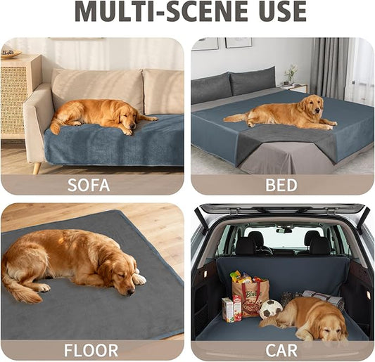 Ameritex Pet Bed Blanket Reversible 100% Waterproof Velvet Super Soft for Sofa and Bed