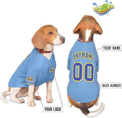 Custom Dog Baseball Jersey with Name Number Logo for Small Pet Dogs-Personalized Dog Shirts