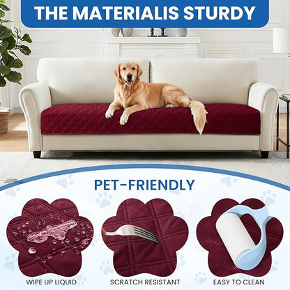 Waterproof Couch Covers for Pets, Waterproof Dog Bed Cover, Anti-Slip Soft Dog Blankets, Couch Cover for Dogs Washable, Pet Blanket for Puppy Large Dogs Cat Christmas (82x82 Inch, Burgundy)
