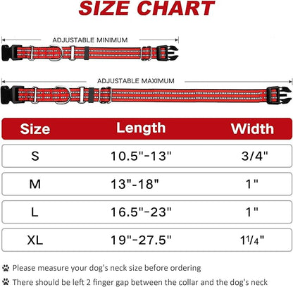 Martingale Dog Collar, Adjustable Nylon Reflective Collar with Buckle No Pull Dog Collar for Small Medium Large Dogs (Red S)