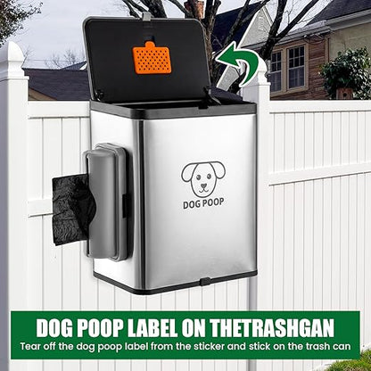Dog Poop Trash Can Outside, 2.1 Gallon Dog Waste Container with Trash Bag Dispenser, Outdoor Pet Poop Bucket with Lid, Black Hanging Waste Container with Bags for Fence, Garbage, CounterTop