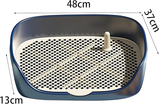 Dog Tray with Wall for Cats and Dogs, Elevated Pet Feeding Station, Wall-Mounted Pet Bowl Tray with Barrier, Multi-Level Pet Food Dispenser for Clean Feeding- Blue L