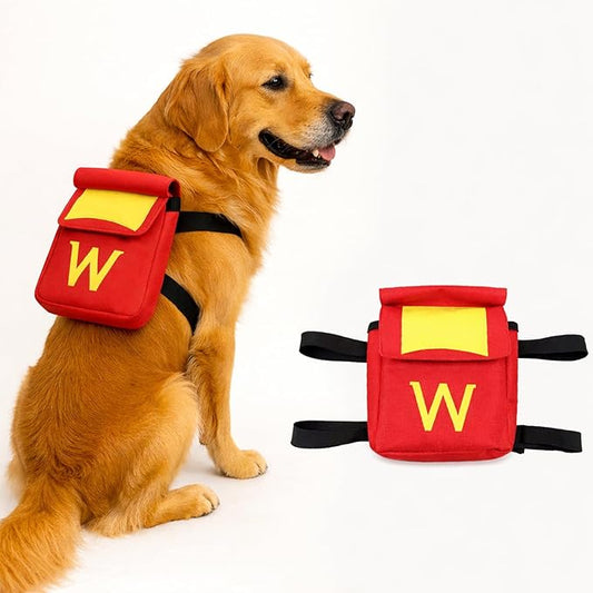Dog Backpack for Dog, Red Self Carrier Pet Pack with Pockets, Adjustable Hands-Free Travel Hiking Walking Vest, Cute W Superhero Design, Large Capacity
