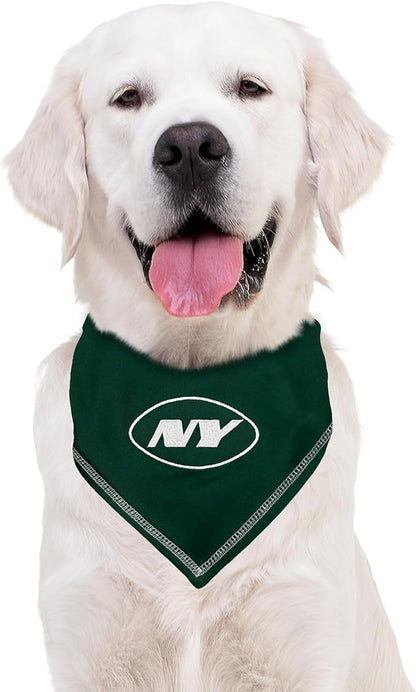 Pets First NFL New York Jets TIE Bandana, Size Small/Medium. Dog Bandana Scarf Bib for Pet Cat Dog. The Ultimate Game-Day, Party Bandana