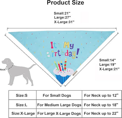 ADOGGYGO Dog Birthday Bandana Scarf and Blue Boy Pet Birthday Party Hat with Cute Bow Tie for Extra Large Dog Pet (X-Large)