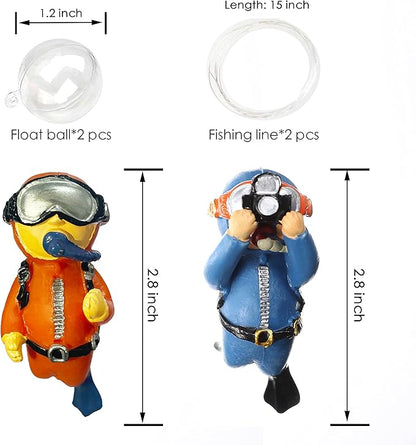 2-Pack Floating Fish Tank Decorations Little Diver Aquarium Decoration Aquarium Accessories Fish Playmate for Fish Tank Suitable for All Kinds of Fish Tanks Swimming Pool