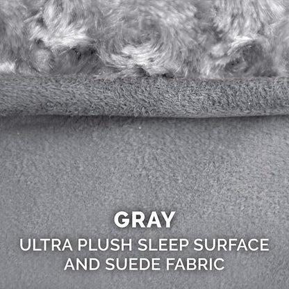 Furhaven Replacement Dog Bed Cover Ultra Plush Faux Fur & Suede Contour Luxe Lounger, Machine Washable - Gray, Giant (XXX-Large)