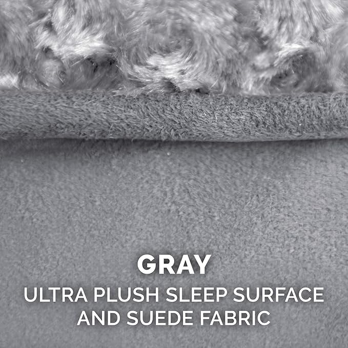 Furhaven Replacement Dog Bed Cover Ultra Plush Faux Fur & Suede Contour Luxe Lounger, Machine Washable - Gray, Jumbo Plus (XX-Large)