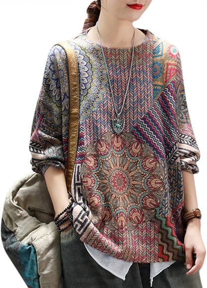 YESNO Women Christmas Sweater Graphic Printed Oversized Pullover Sweaters Casual Loose Knit Tops S01