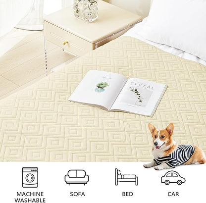 hyha Waterproof Dog Blanket, Soft Dog Bed Cover Pet Blankets, Waterproof Sofa Couch Cover for Dogs Washable, Reversible Pet Couch Covers for Sofa Furniture (40x80 Inch, Beige/Beige)