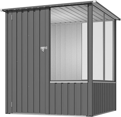 AECOJOY 5 x 5 FT Outdoor Large Bird Cage, Parrot Cage with Lockable Doors and Ventilated Mesh, Walk-in Aviary Cage for Macaws Canaries Parrots Budgie and Lovebirds