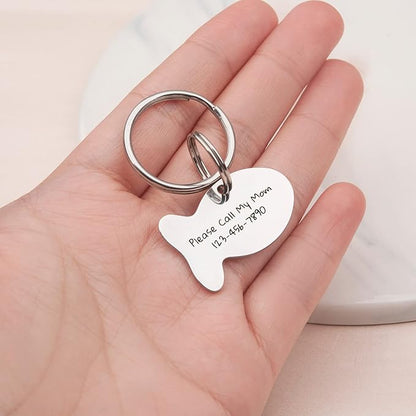 Anavia Small Size Dog Cat ID Tags, Small/XS Personalized Color Plated Stainless Steel Puppy Kitten Name Tags, Customized Engraved Nameplate Pet Collar Tag (Rainbow, Fish)