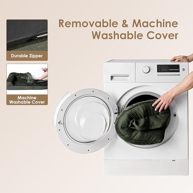 EHEYCIGA Memory Foam Dog Bed Large Size Dogs, Orthopedic Dog Bed Large with Washable Removable Cover, Waterproof Pet Sofa Couch with Nonskid Bottom, 36x27x6, Dark Green