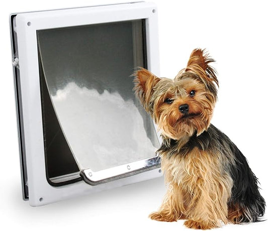 Doggie Dog Flap Interior Sliding Door Wall 2 Ways Locking Entry Pet Glass Door with Transparent Flap