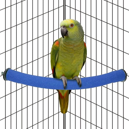 Rypet Parrot Perch Stand Toy Used for Cage Corner for Paw Grinding Clean Stick Exercise, Rough-Surfaced Quartz Bird Perch Standing Cage Accessorie for for Small Parakeets Cockatiel Conures (Blue L)