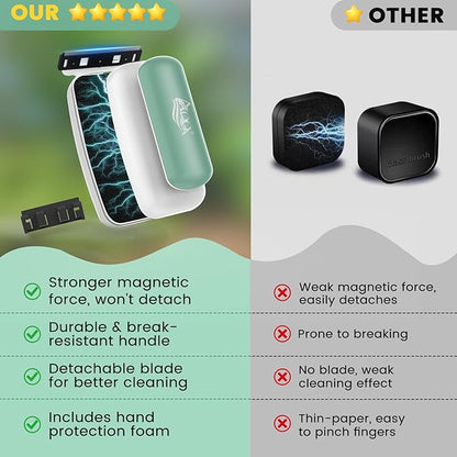 AQQA Aquarium Magnet Glass Cleaner - Enhanced Magnetic Fish Tank Cleaner with 2 Types of Blades, Self-Floating Aquarium Glass Scrubber Algae Scrapers for up 0.79" Thick Glass/Acrylic Aquariums (XL)