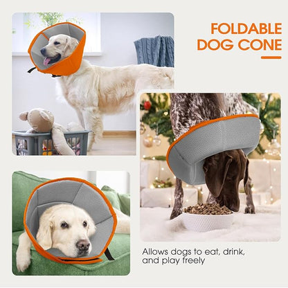Dog Cone Collar After Surgery for Large Dogs, Adjustable Soft Cone for Dogs to Stop Licking, Professional Elizabethan Collar for Pet, Recovery Cones for Wound Healing & Hot Spots