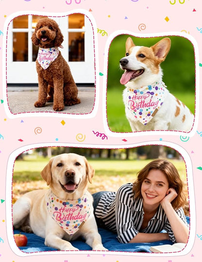 Luxury Double-Layer Dog Birthday Bandana – Handmade, Silk-Soft Polyester for All Dog Sizes | Birthday & Party Outfit | Gift-Ready Pet Accessory(Happy Birthday, Medium)