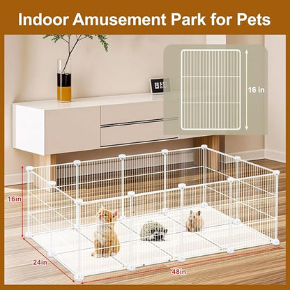20 Panels Small Animal Playpen, Pet Playpen, C&C Cage for Guinea Pigs, Rabbit/Bunny Cage, Puppy Play Pen, Indoor Outdoor Portable Metal Wire Yard Fence(White)