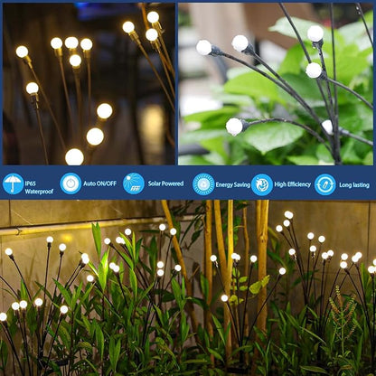 TONULAX Solar Garden Lights - Upgraded Solar Swaying Light, Sway by Wind, Outdoor Lights, Yard Patio Pathway Decoration, High Flexibility Iron Wire & Heavy Bulb Base, Warm White(10 Pack)