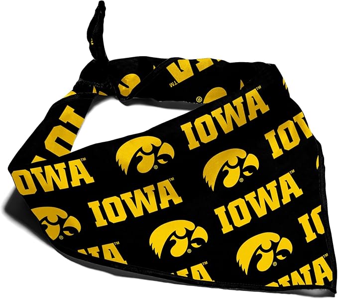 Iowa Hawkeyes Officially Licensed Bandana for Dogs and Cats | Fits Pets Great Gift Idea | Easy-to-Tie (Small, 13")