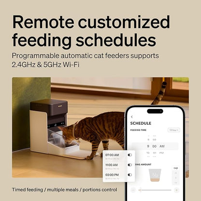 PETLIBRO RFID Multiple Cats Feeder 2 Packs, Tag Activated Exclusive Meals, 5G&2.4G Wi-Fi Auto Food Dispenser for Pets with Different Diets and Stop Food Stealing