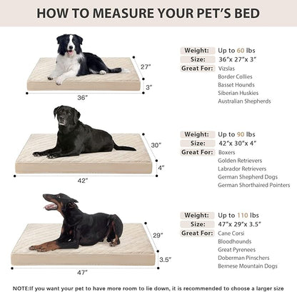 WNPETHOME Orthopedic XXL Dog Beds Large Sized Dog, Waterproof Extra Large Dogs Bed with Removable Washable Cover, Multi-Needle Quilting Dogs Crate Bed