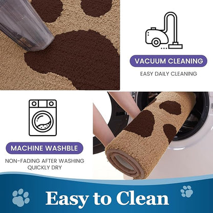 Buganda Dog Door Mat for Muddy Paws, Absorbent Dirt Trapper Washable Indoor Doormats, Non Slip Low-Profile Mud Mat for Dogs, Front Entrance Doormat for Inside Floor (36x24 Inches, Beige)