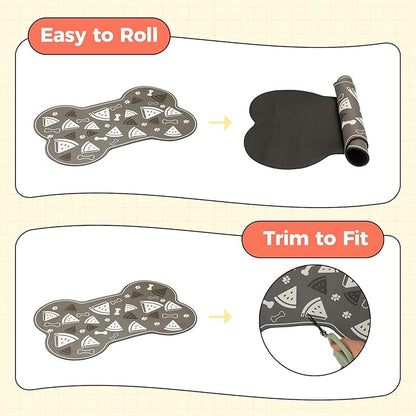Dog Food Mat, 0.15” Thickened Super Absorbent Pet Feeding Mat for Food and Water, Fruit Donut Pattern Cat Placemat, Quick Dry Non-Slip Dog Bowl Mat, Water Splash Proof（Large Watermelon Grey）