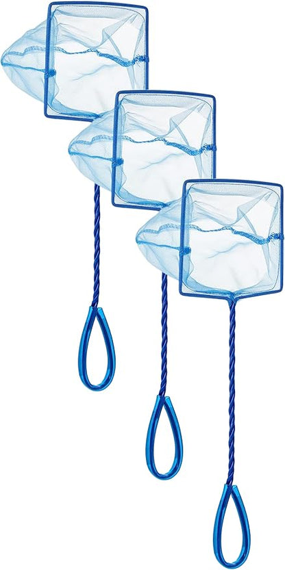 Marina 5-Inch Blue Fine Nylon Net with 10-Inch Handle, Aquarium Maintenance Tool, Blue, 11275 (Pack of 3)
