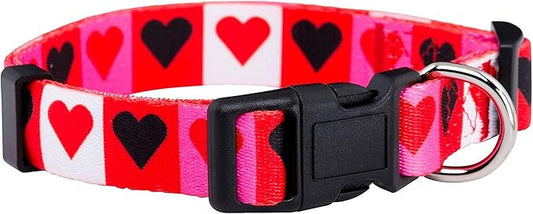 Native Pup Valentine’s Dog Collar- Valentines Day Pet Collars- Valentine Girly Hearts- Pink Red Heart- Cute Boy Girl Puppy Gift- Adjustable for Small, Medium, Large Breeds (Boxed Hearts, Small)