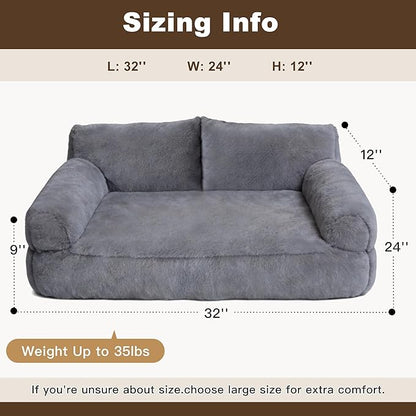 Cat Beds for Indoor Cats, Cat Couch Bed, Cute Cats Sofas for Medium Pets, Dog Sofas & Chairs with Removable Washable Cover, Plush Soft Pet Furniture for 35lbs Medium Dogs & Cats(Light Gray)