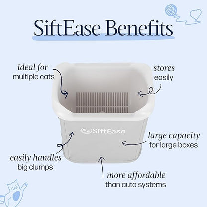 Cat Litter Sifter - SiftEase Sifting Litter Box Cleaner, Large Litter Box Sifter with Bin for Fast & Easy Scoop Free Cleaning and Longer Lasting Litter (2 Pack Pink)