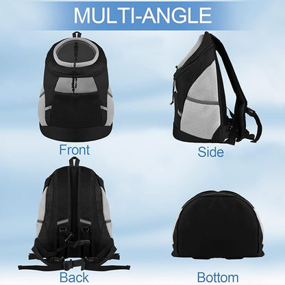 SMONT Dog Backpack Carrier Pet Lightweight Dog Carrier Backpack Small Dog Front Backpack Breathable Dog Carriers for Small Dogs with Safety Belt for Outdoor Hiking Travel Use S (2-7 lbs) Black