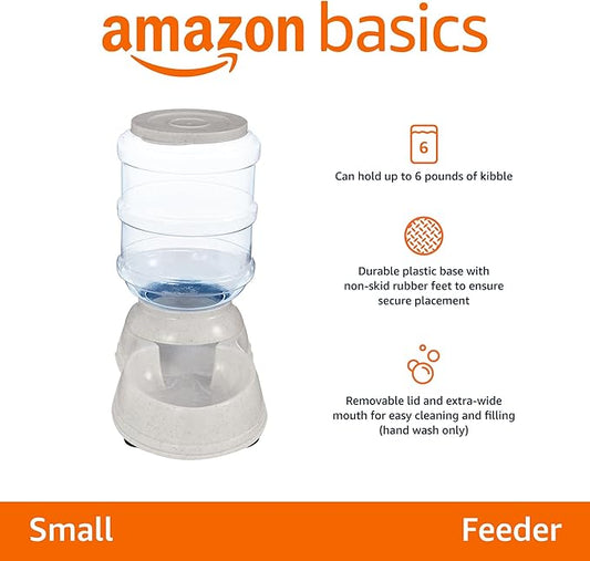 Amazon Basics Gravity Pet Food Feeder for Dogs and Cats,Small,6-Pound Capacity,Gray,(Pack of 4)
