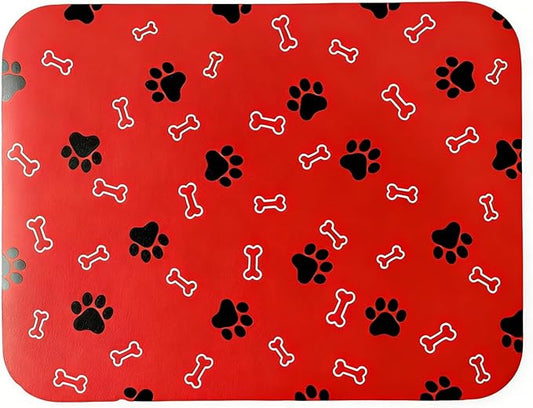 Pet Cat Dog Food Mat Non Slip Mat for Dog Water Bowl Mat Quick Dry Absorbent Cat Feeding Mat, 18.1 * 11.8 in, Red