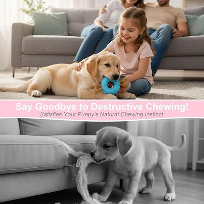 Dog Chew Toys, Indestructible Dog Toys for Aggressive Chewers - Small & Medium Breed, Durable Rubber Chew Bone Toy for Small Dogs, Tough Tire Dog Toy, Puppy toys for Teething, Anxiety & to Keep Busy