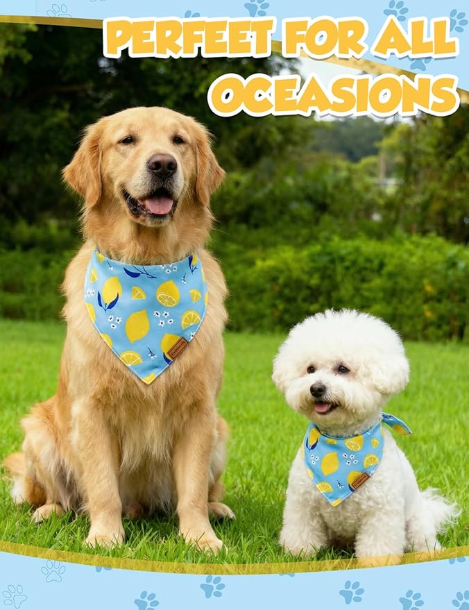 Luxury Double-Layer Dog Birthday Bandana – Handmade, Silk-Soft Polyester for All Dog Sizes | Birthday & Party Outfit | Gift-Ready Pet Accessory (Yellow, Medium)