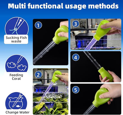 SLSON Aquarium Coral Feeder Waste Cleaner for Fish Tank Maintenance Long Pipette Suction Dropper Tool Acrylic Water Transfer Waste Remover Fish Feeder (24.8 inches)