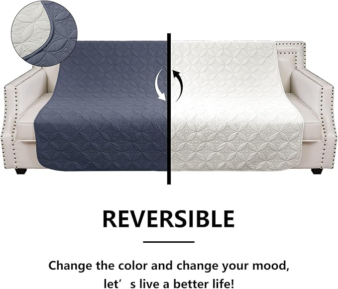 Waterproof Dog Blanket, 30x30 inches Small Pet Couch Covers for Sofa, Chair Bed Furniture Protector from Dogs Washable and Reversible-Blue+Cream
