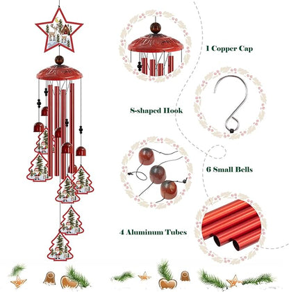 Christmas Wind Chimes for Outside, 35'' Metal Christmas WindChimes Gifts for Women/Men, Decoration for Outdoor, Home, Garden, Patio, Backyard