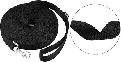 AMAGOOD Dog/Puppy Obedience Recall Training Agility Lead-15 ft 20 ft 30 ft 50 ft Long Leash-for Dog Training,Tie Out,Play,Safety,Camping (15Feet x 1Inch, Black)