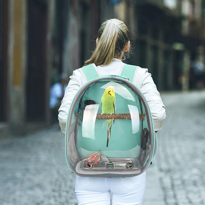 Bird Backpack Carrier with Perch, Portable Wild Bird Travel Cage Bag, Parrot Carrier Cockatiel Cage w/Toy Stainless Steel Food Bowl Tray for Conures Parakeet Budgie Canary Lovebirds Small Animals