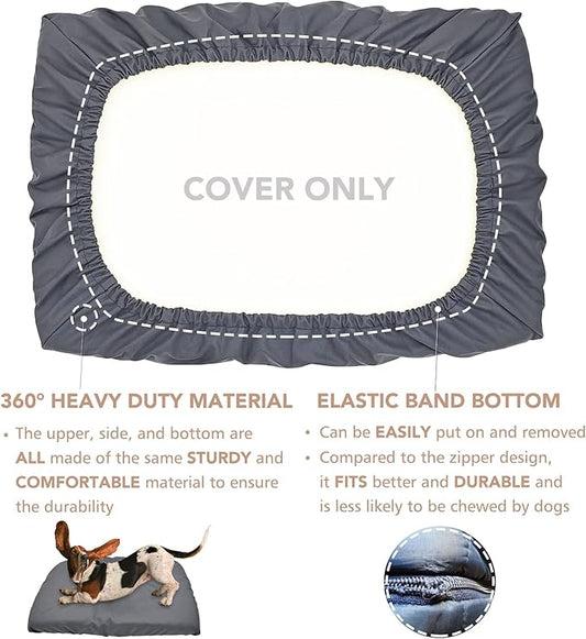 Dog Bed Cover Waterproof Replacement Machine Washable Covers for Dog Bed Heavy Duty Scratch Resistant Mattress Protector Pet Bed 54x44 Inch Grey Cover Only