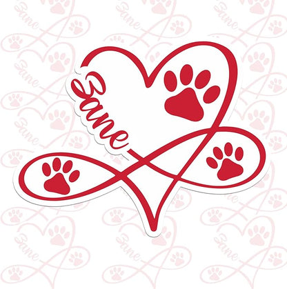 Custom Paw Pet Sticker Personalized Heart Name Pet Paw Cat and Dog Lover Waterproof Vinyl Sticker for Water Bottle Laptop Hard Hat Tumbler Cup Cars Birthday Gift for Her Him