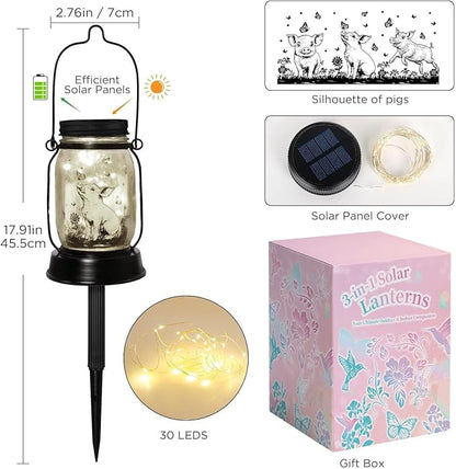 kyoryuger Pig Gifts for Women/Men/Kids Pig Lovers Animal Solar Lantern, Piglet Animal, Solar Garden Decoration, Night Light Room Decor Farm Piglet Present Yard, Patio,Backyard,Porch, Torches
