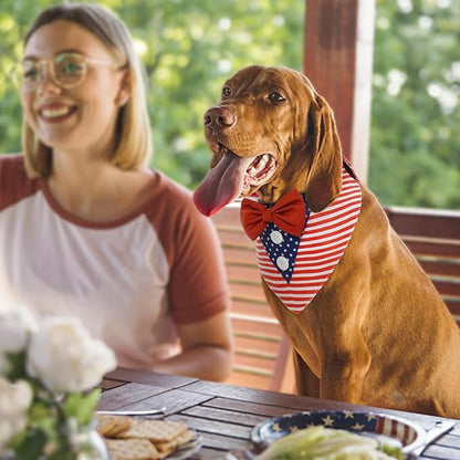 FUAMEY Dog Tuxedo American Flag for Large Dogs,Dog Formal Suit Dogs Attire Pet Bow Tie Puppy Party Costumes Cat Tux Outfits Pets Bandana Cosplay Adjustable Bowties 4th of July Independence Day L