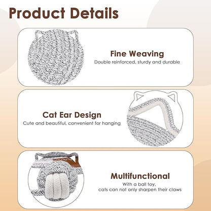 Cat Scratcher Mat, Natural Cotton Rope Cat Scratch Pad, 15.7'' Round Horizontal Floor Cat Scratching Pads for Indoor Cats, Cat Furniture Protector for Wall, Couch, Carpets, Sofas