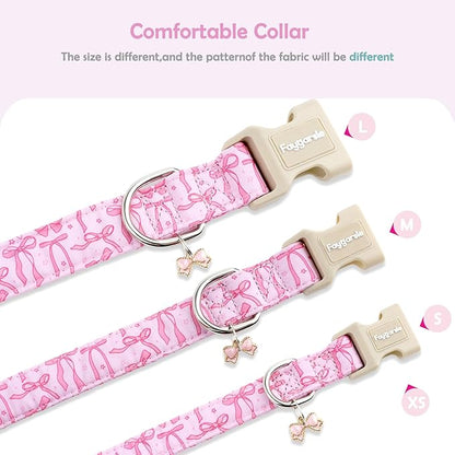 Faygarsle Cute Pink Bow Pattern Dog Collar for Summer Spring DesignSmall Medium Large Dogs L