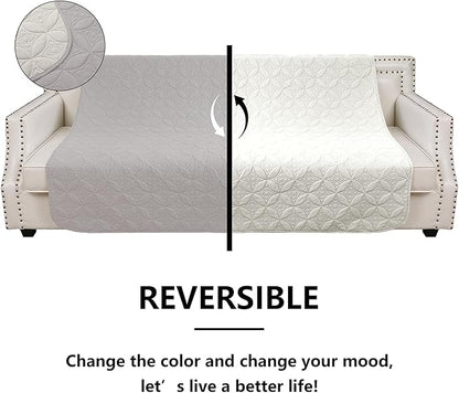 Waterproof Dog Blanket, 30x70 inches Small Pet Couch Covers for Sofa, Chair Bed Furniture Protector from Dogs Washable and Reversible-Lightgrey+Cream